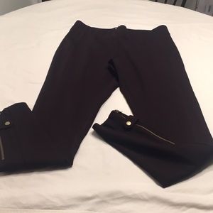 Cachè brown leggings with zipper on side leg sizeM